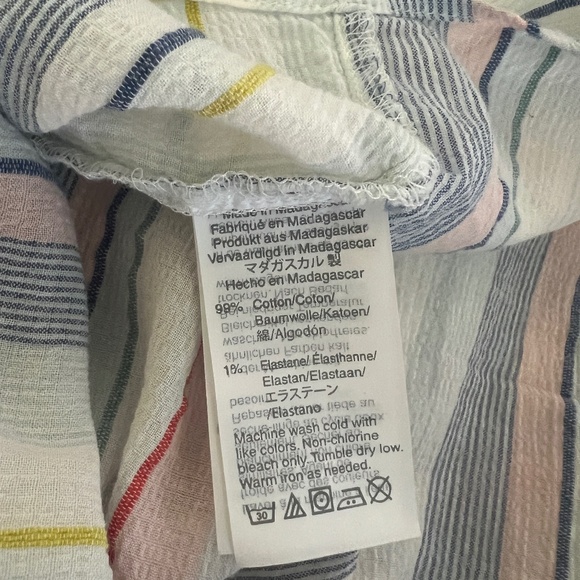 J.Crew Mercantile Women's Tie-Sleeve Striped Collarless Button Down Shirt Size S - Picture 10 of 11